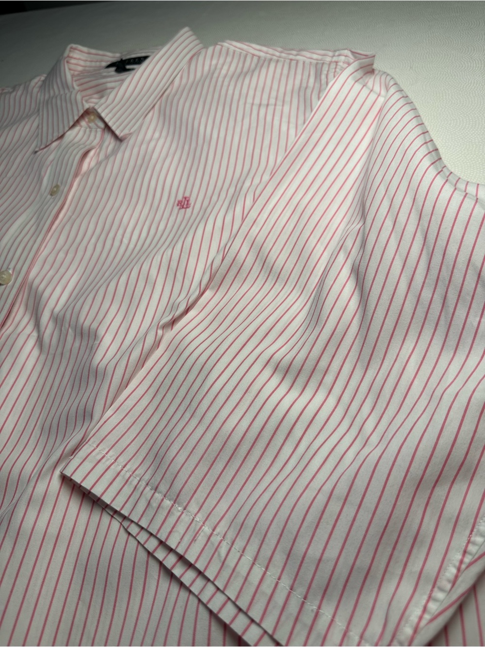 Lauren Ralph Lauren Pink White Striped Button Front Shirt Women’s 2X Cotton - Picture 10 of 10